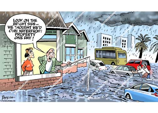 Heavy rain and flooding - Paresh Cartoons
